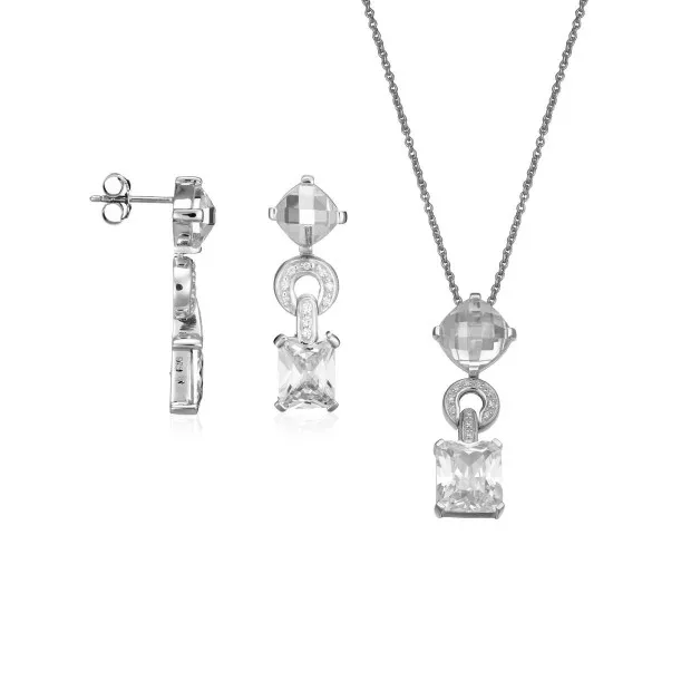 orphelia Orphelia® Women's Sterling Silver Set: Chain-Pendant + Earrings - Silver SET-5919