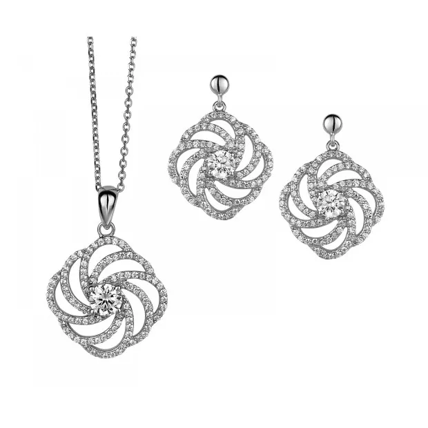 Orphelia Orphelia® Women's Sterling Silver Set: Chain-Pendant + Earrings - Silver SET-5178