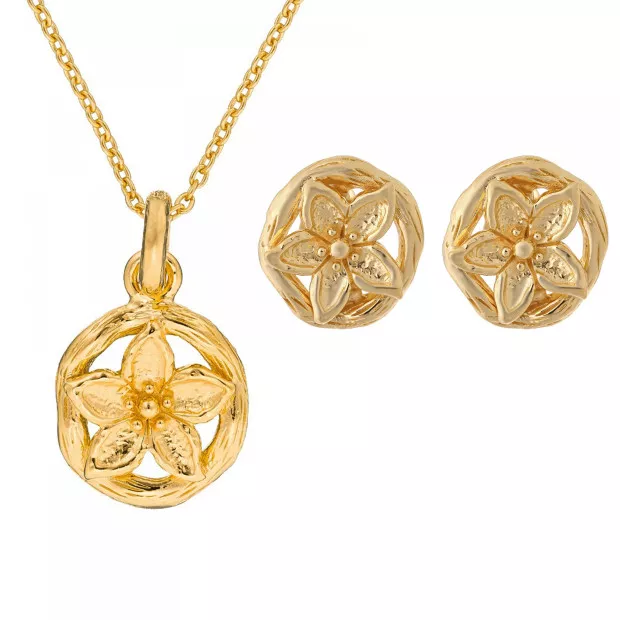 orphelia Orphelia® Women's Sterling Silver Set: Chain-Pendant + Earrings - Gold SET-6029/1