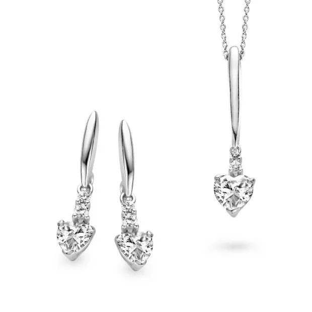 orphelia Orphelia® Women's Sterling Silver Set: Chain-Pendant + Earrings - Silver SET-5136