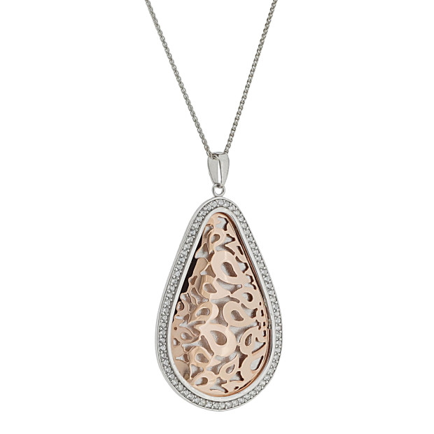 Orphelia Orphelia® Women's Sterling Silver Set: Chain-Pendant + Earrings - Silver/Rose SET-068