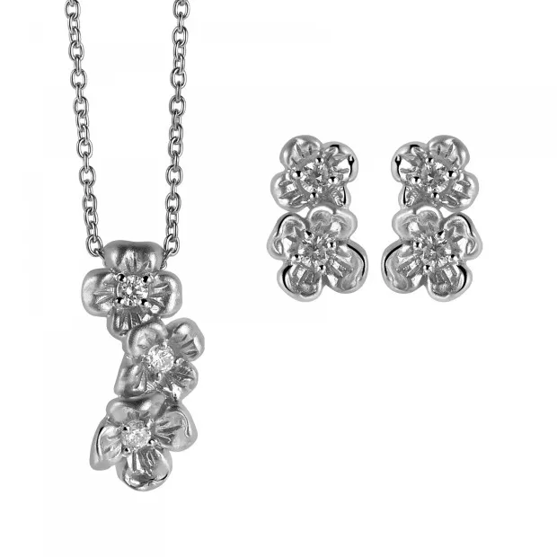orphelia Orphelia® Women's Sterling Silver Set: Chain-Pendant + Earrings - Silver SET-6018