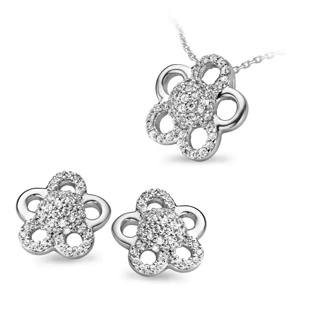orphelia Orphelia® Women's Sterling Silver Set: Chain-Pendant + Earrings - Silver SET-5096
