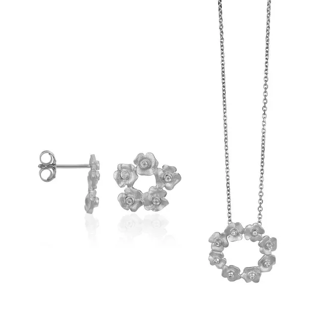 orphelia Orphelia® Women's Sterling Silver Set: Chain-Pendant + Earrings - Silver SET-5245