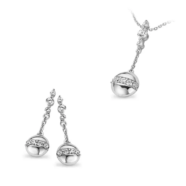 orphelia Orphelia® Women's Sterling Silver Set: Chain-Pendant + Earrings - Silver SET-5108