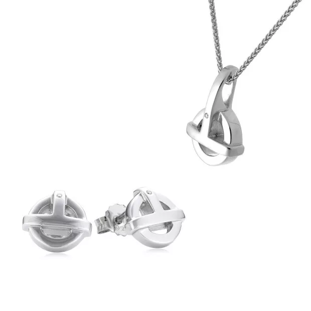 orphelia Orphelia® Women's Sterling Silver Set: Chain-Pendant + Earrings - Silver SET-5677