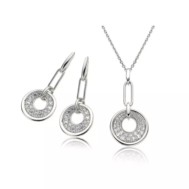 orphelia Orphelia® Women's Sterling Silver Set: Chain-Pendant + Earrings - Silver SET-5961