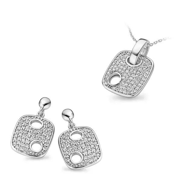 orphelia Orphelia® Women's Sterling Silver Set: Chain-Pendant + Earrings - Silver SET-5098