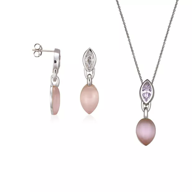 orphelia Orphelia® Women's Sterling Silver Set: Chain-Pendant + Earrings - Silver SET-5915