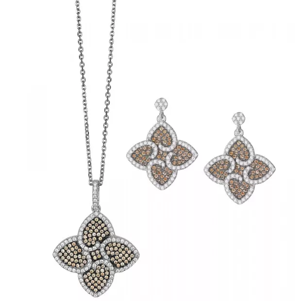 orphelia Orphelia® Women's Sterling Silver Set: Chain-Pendant + Earrings - Silver SET-5225