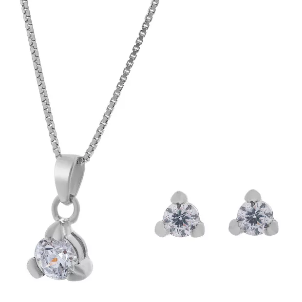 orphelia Orphelia® Women's Sterling Silver Set: Chain-Pendant + Earrings - Silver SET-005