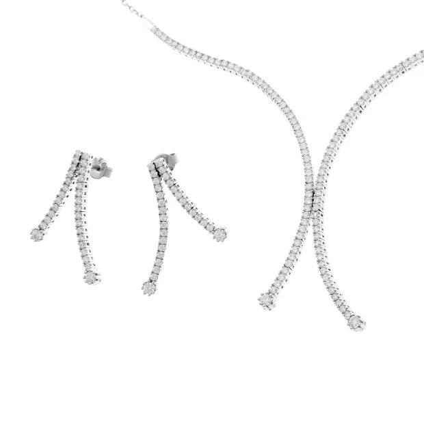 Orphelia Orphelia® Women's Sterling Silver Set: Necklace + Earrings - Silver SET-066