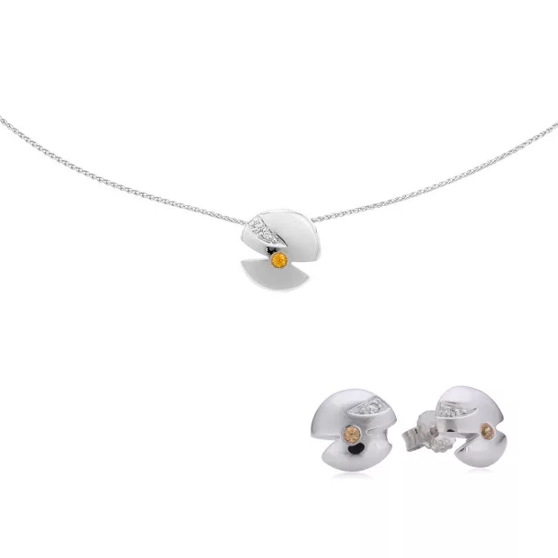 orphelia Orphelia® Women's Sterling Silver Set: Necklace + Earrings - Silver SET-5661