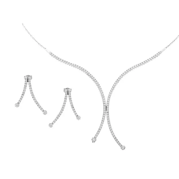 orphelia Orphelia® Women's Sterling Silver Set: Necklace + Earrings - Silver SET-066