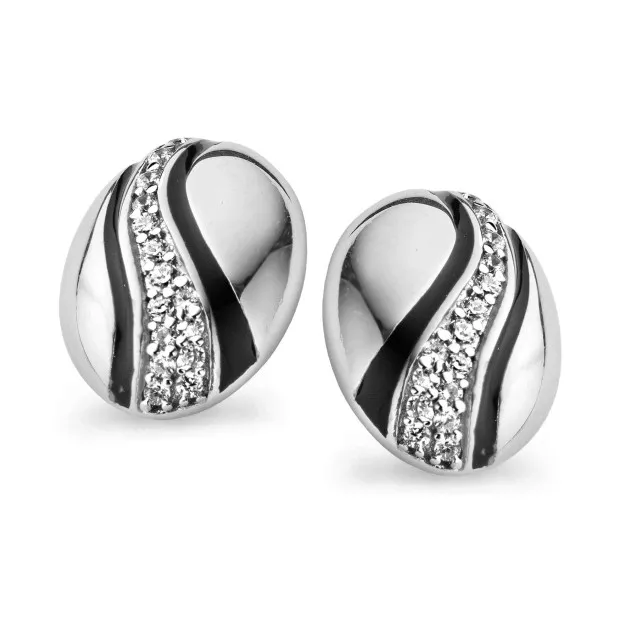 orphelia Orphelia® Women's Sterling Silver Stud Earrings - Silver/Black ZO-5095