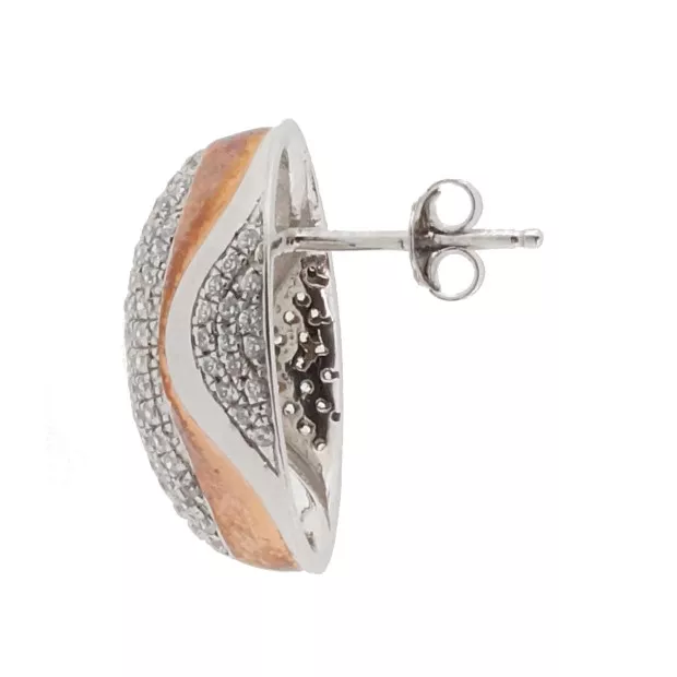 Orphelia Orphelia® Women's Sterling Silver Stud Earrings - Silver/Rose ZO-5835