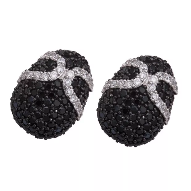 orphelia Orphelia® Women's Sterling Silver Stud Earrings - Silver/Black ZO-5888