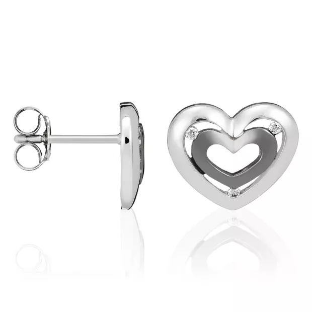 Orphelia Orphelia® Women's Sterling Silver Stud Earrings - Silver/Black ZO-5012