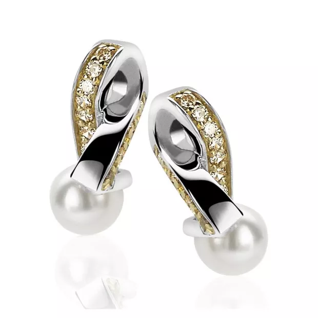 orphelia Orphelia® Women's Sterling Silver Stud Earrings - Silver/Gold ZO-5204