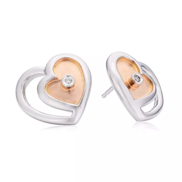 orphelia Orphelia® Women's Sterling Silver Stud Earrings - Silver/Rose ZO-5712