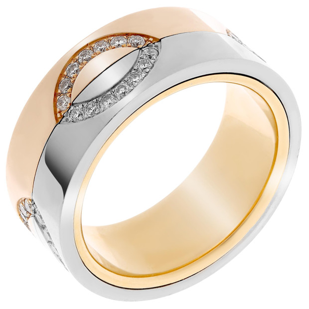 Orphelia Orphelia® Women's Three-Tone 14C Ring - Gold/Silver/Rose RD-33404