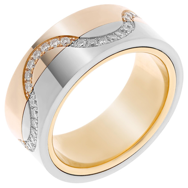 orphelia Orphelia® Women's Three-Tone 14C Ring - Gold/Silver/Rose RD-33404