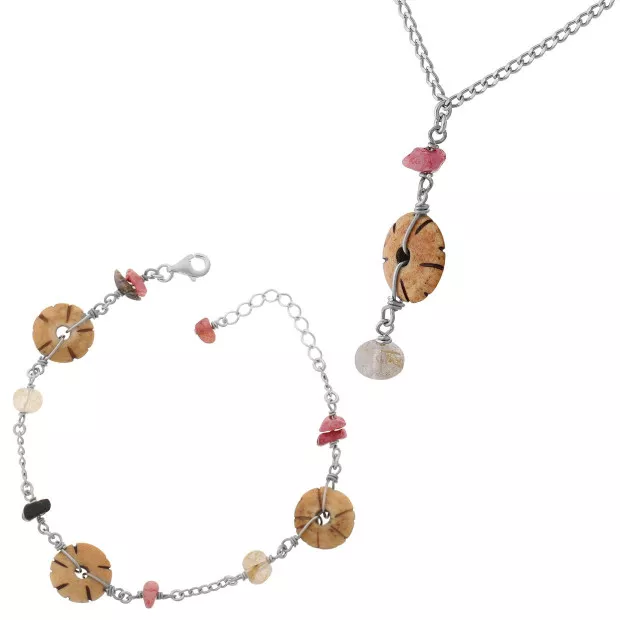 orphelia Silver Set: Bracelet + Necklace SET-2586