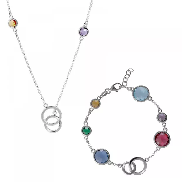 orphelia Silver Set: Bracelet + Necklace SET-7409