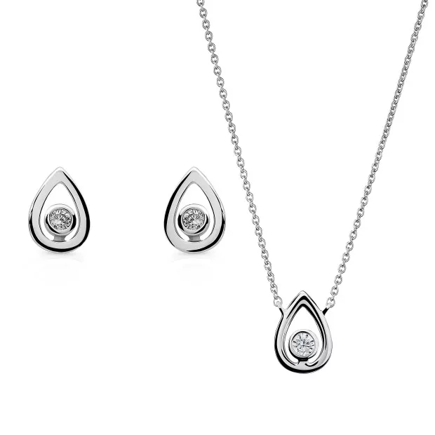 orphelia Silver Set: Necklace + Earrings SET-7485