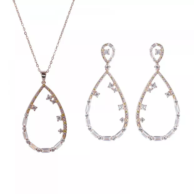 orphelia Set Valley Silver Set: Necklace + Earrings SET-7423/RG