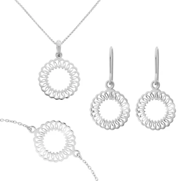 orphelia Silver Set: Bracelet + Earrings + Necklace SET-7075