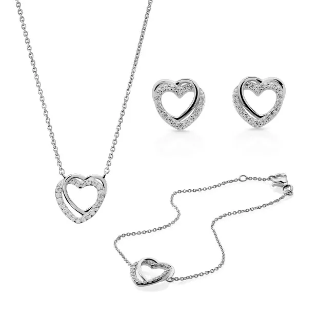 orphelia Silver Set: Bracelet + Earrings + Necklace SET-7482