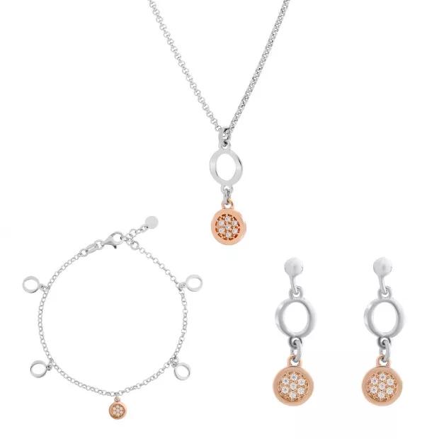 orphelia Silver Set: Chain + Bracelet + Earrings SET-7376