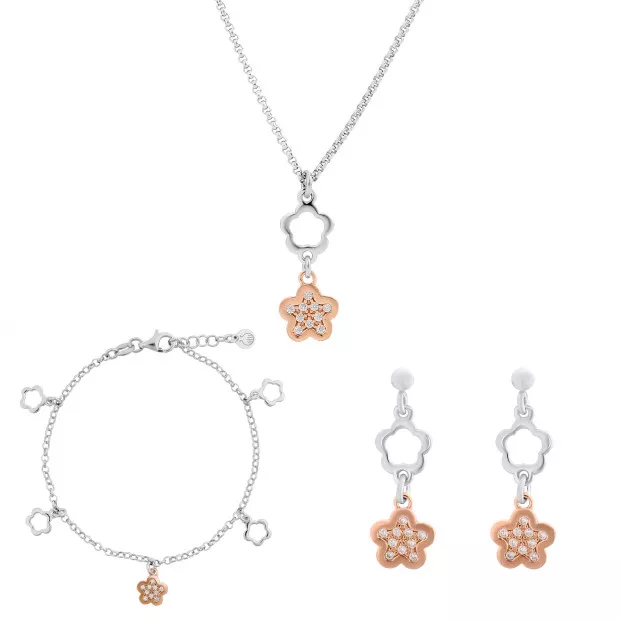 orphelia Silver Set: Chain + Bracelet + Earrings SET-7377