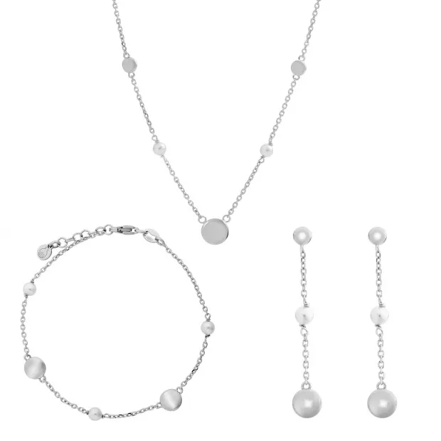 orphelia Silver Set: Chain + Bracelet + Earrings SET-7379