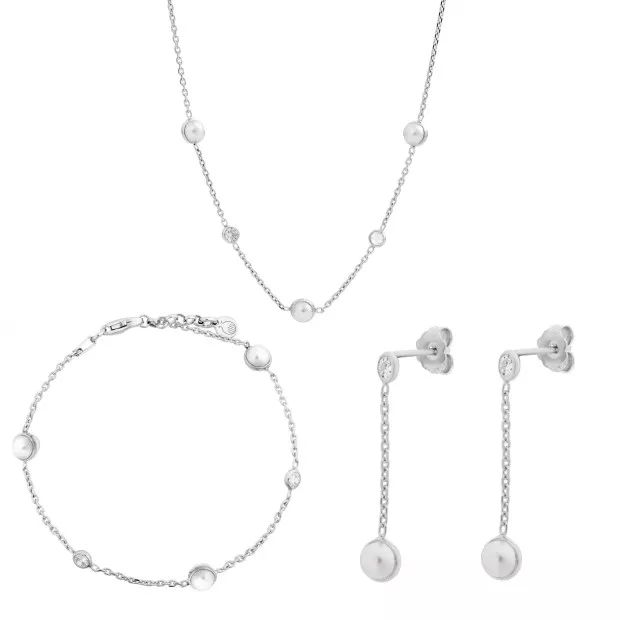 orphelia Silver Set: Chain + Bracelet + Earrings SET-7380