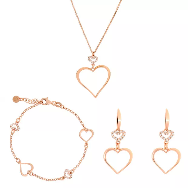 orphelia Silver Set: Chain + Bracelet + Earrings SET-7383