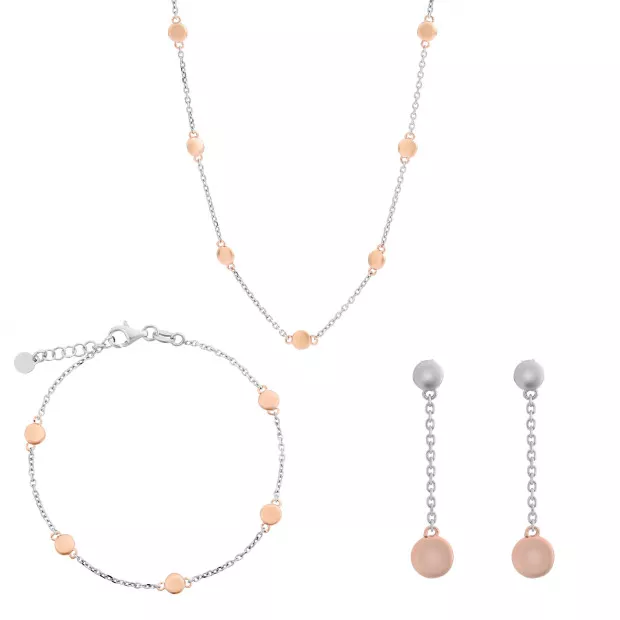orphelia Silver Set: Chain + Bracelet + Earrings SET-7385