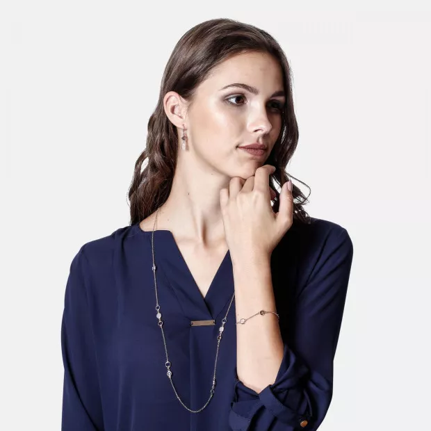 Orphelia Silver Set: Chain + Bracelet + Earrings SET-7410