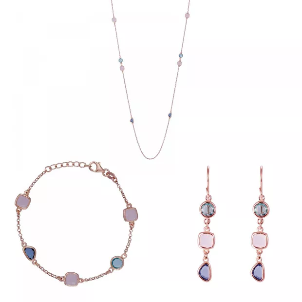 orphelia Silver Set: Chain + Bracelet + Earrings SET-7411