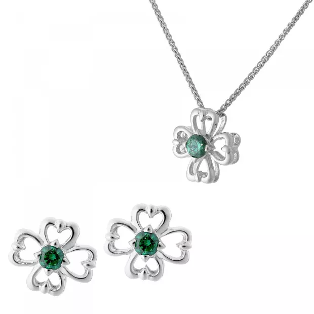 orphelia Silver Set: Chain-pendant + Earrings SET-7081