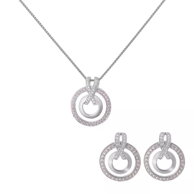orphelia Silver Set: Chain-pendant + Earrings SET-7095
