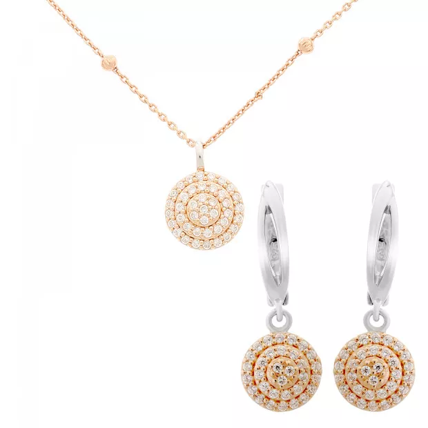orphelia Silver Set: Chain-pendant + Earrings SET-7120