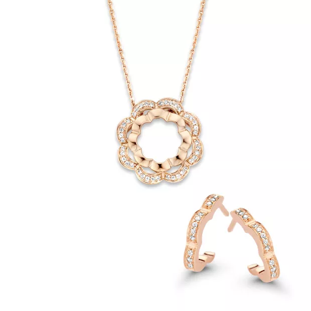 orphelia Silver Set: Chain-pendant + Earrings SET-7127/RG