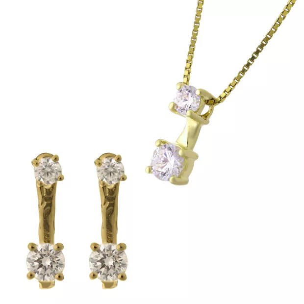 Orphelia Silver Set: Chain-pendant + Earrings SET-7128/G