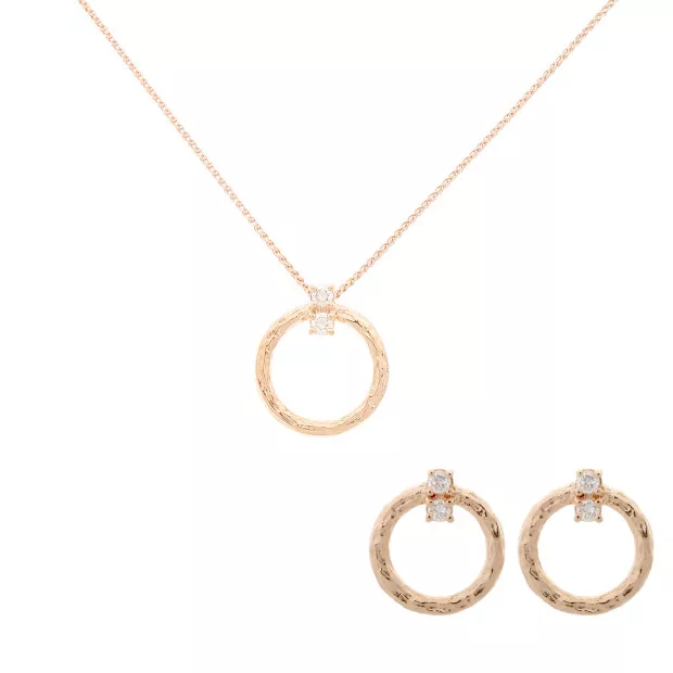 orphelia Silver Set: Chain-pendant + Earrings SET-7129/RG