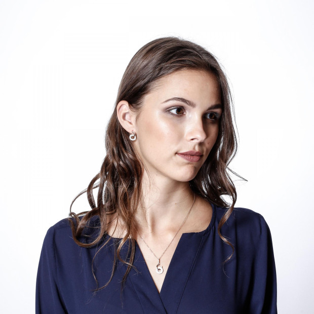 Orphelia Silver Set: Chain-pendant + Earrings SET-7440