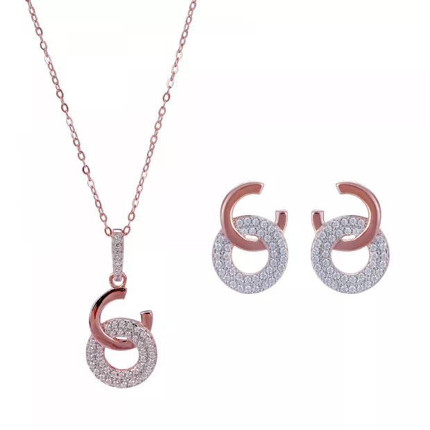 orphelia Silver Set: Chain-pendant + Earrings SET-7440