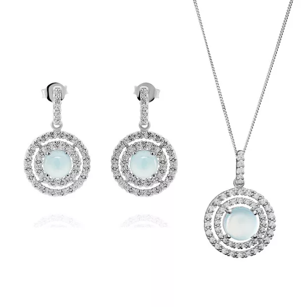 orphelia Silver Set: Chain-pendant + Earrings SET-7481/BC