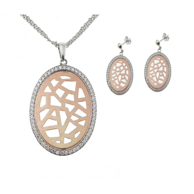 Orphelia Sterling Silver Set: Chain-Pendant + Earrings SET-064